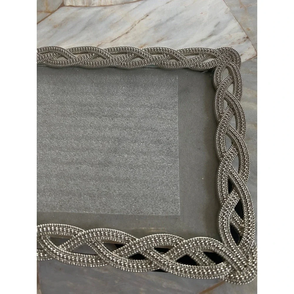 St Nicholas Square Midnight Snowfall Silver Braided 4x6 Photo Frame New